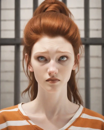 realdoll,lilian gish - female,prisoner,clementine,character animation,rendering,portrait of a girl,3d rendered,maci,render,redhead doll,the girl's face,doll's facial features,cinnamon girl,gingerbread girl,lis,main character,piper,ginger rodgers,girl portrait,Photography,Natural