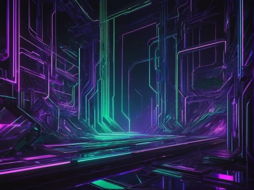 cyberspace,cyber,ultraviolet,neon ghosts,neon light,neon arrows,vapor,futuristic landscape,neon lights,scifi,circuitry,dimensional,neon,maze,cyberpunk,3d background,light space,purpleabstract,wires,vast,Photography,Black and white photography,Black and White Photography 13