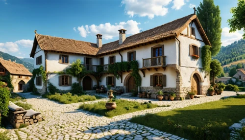 traditional house,ancient house,country cottage,beautiful home,country house,home landscape,house in the mountains,house in mountains,alpine village,houses clipart,stone houses,country estate,mountain settlement,transylvania,medieval architecture,knight village,house in the forest,wooden house,wooden houses,little house,Photography,General,Realistic