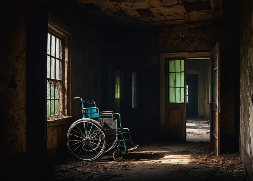 wheelchair,nursing home,motorized wheelchair,wheelchair accessible,disability,handicap accessible,abandoned places,the physically disabled,wheelchair sports,wheelchair racing,retirement home,accessibility,abandoned,abandoned place,urbex,disabled person,paraplegic,disabled parking,luxury decay,floating wheelchair,Illustration,Realistic Fantasy,Realistic Fantasy 24