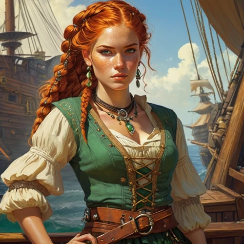 scarlet sail,pirate,merida,the sea maid,galleon,full-rigged ship,sailer,fantasy portrait,catarina,girl on the boat,celtic queen,east indiaman,pirate treasure,sails,venetia,mutiny,rosa ' amber cover,seafaring,sail ship,caravel,Conceptual Art,Fantasy,Fantasy 18