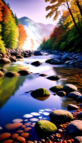 river landscape,autumn background,mountain stream,autumn landscape,landscape background,flowing creek,autumn scenery,mountain river,fall landscape,nature landscape,autumn idyll,autumn forest,autumn mountains,colors of autumn,colorful water,clear stream,flowing water,beautiful landscape,colorful background,brook landscape,Illustration,Retro,Retro 01