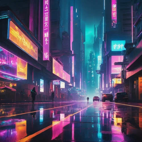 cyberpunk,shinjuku,tokyo city,tokyo,shanghai,hong kong,taipei,colorful city,neon arrows,cityscape,vapor,neon lights,kowloon,aesthetic,metropolis,hk,fantasy city,futuristic,futuristic landscape,neon,Illustration,Abstract Fantasy,Abstract Fantasy 11