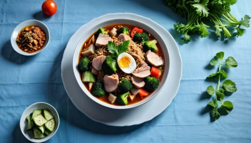 salad niçoise,bún bò huế,chankonabe,beef noodle soup,asian soups,chinese sour spicy soup,bún riêu,yaka mein,jjigae,chicken pho soup,kaeng som,sundubu jjigae,makguksu,ful medames,thai northern noodle,huaiyang cuisine,bánh bò,tibetan bowl,hot and sour soup,bibimbap