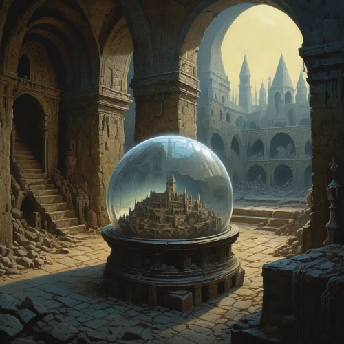 crystal ball,crystal ball-photography,globes,globe,glass sphere,snow globes,the globe,ball fortune tellers,fantasy landscape,fantasy art,prejmer,ancient city,orb,fantasy picture,heroic fantasy,waterglobe,spheres,snowglobes,yard globe,sci fiction illustration,Illustration,Realistic Fantasy,Realistic Fantasy 44