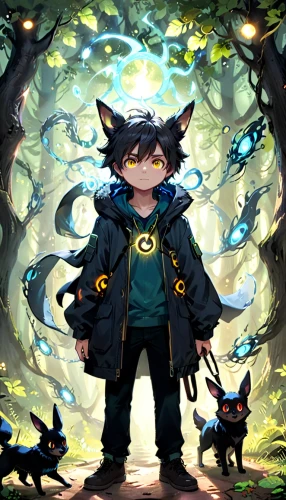 nepeta,nine-tailed,summoner,child fox,game illustration,dark-type,cheshire,cub,nikko,kyi-leo,haunebu,boy and dog,garden-fox tail,children's background,2d,kit,kids illustration,gaia,wolf,shen,Anime,Anime,Cartoon