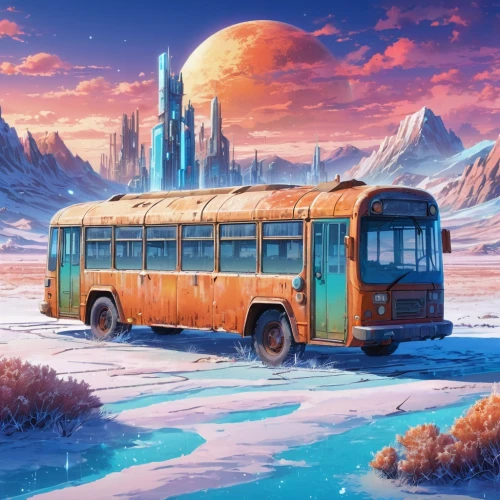 school bus,city bus,red bus,ice planet,bus,the system bus,schoolbus,valerian,russian bus,snowhotel,omnibus,winter trip,airport bus,shuttle bus,abandoned bus,vanagon,vwbus,the bus space,transportation,school buses,Illustration,Japanese style,Japanese Style 03