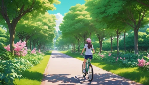 bicycle ride,bike ride,cycling,bicycle path,biking,bicycle,bicycle riding,bicycling,bike path,sakura background,bike riding,floral bike,cyclist,bicycle lane,japanese sakura background,artistic cycling,bike,springtime background,road bicycle,woman bicycle,Photography,General,Realistic