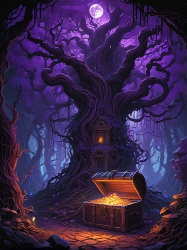 witch's house,witch house,halloween background,halloween wallpaper,treehouse,halloween poster,tree house,halloween illustration,haunted forest,acerola,house in the forest,the haunted house,devilwood,halloween scene,ancient house,fairy house,haunted house,druid grove,magic tree,halloween banner,Illustration,Realistic Fantasy,Realistic Fantasy 03