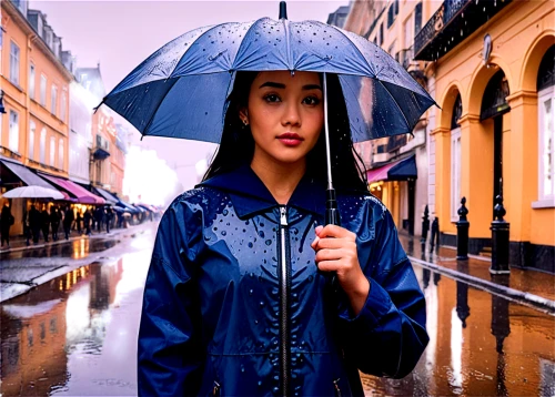 asian umbrella,umbrella pattern,raincoat,blue rain,umbrella,walking in the rain,brolly,japanese umbrella,raindops,vietnamese woman,photoshop manipulation,digital compositing,overhead umbrella,umbrellas,photographic background,monsoon banner,little girl with umbrella,in the rain,rain bar,rain protection,Conceptual Art,Fantasy,Fantasy 22