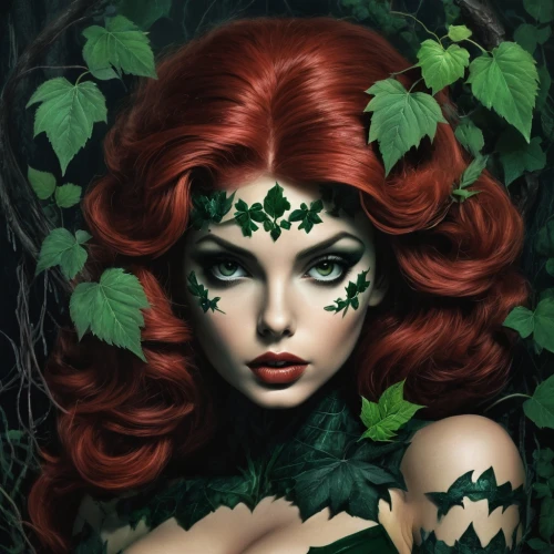 poison ivy,dryad,background ivy,ivy,the enchantress,faery,forest clover,fantasy portrait,celtic queen,fantasy art,faerie,green wreath,undergrowth,ivy frame,faun,fae,anahata,fantasy woman,merida,emerald,Conceptual Art,Fantasy,Fantasy 34
