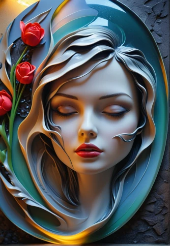 glass painting,art deco woman,art painting,decorative figure,decorative art,bodypainting,oil painting on canvas,flower painting,world digital painting,digital art,body painting,blue rose,meticulous painting,boho art,digital artwork,rose wreath,rose flower illustration,woman face,the sleeping rose,chalk drawing,Photography,General,Realistic