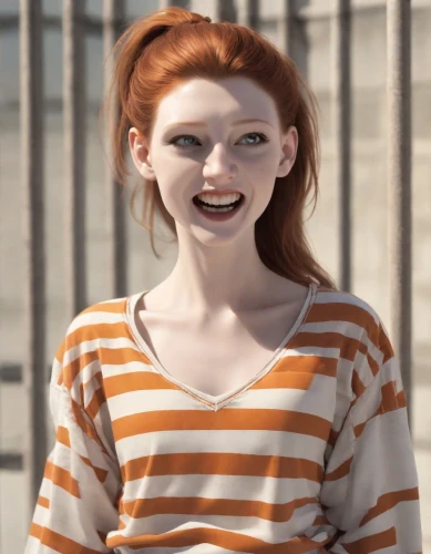 realdoll,redhead doll,cgi,pippi longstocking,a wax dummy,ginger rodgers,maci,3d model,female doll,pumuckl,girl in t-shirt,clementine,character animation,gingerman,3d figure,3d rendered,anime 3d,mime,doll's facial features,daphne,Photography,Natural