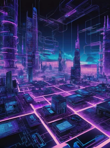 cyberpunk,cyberspace,futuristic landscape,cyber,metropolis,cityscape,fantasy city,scifi,colorful city,cities,futuristic,circuitry,dystopian,city cities,dystopia,virtual world,city trans,ultraviolet,cybernetics,vapor,Unique,Design,Blueprint