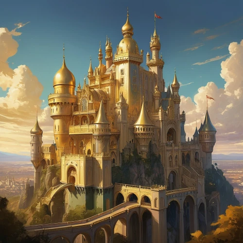 gold castle,fairy tale castle,fantasy city,knight's castle,fairytale castle,fantasy world,fantasy landscape,castle of the corvin,water castle,castel,disney castle,castles,castelul peles,fantasy picture,fantasy art,castle,castleguard,medieval architecture,3d fantasy,heroic fantasy,Conceptual Art,Fantasy,Fantasy 18