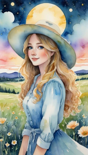 springtime background,watercolor background,watercolor women accessory,meadow in pastel,countrygirl,jessamine,rosa ' amber cover,eglantine,meadow,blooming field,dandelion field,country dress,dandelion meadow,fairy tale character,fantasy portrait,cosmos field,summer meadow,virgo,field of flowers,spring background,Illustration,Paper based,Paper Based 25