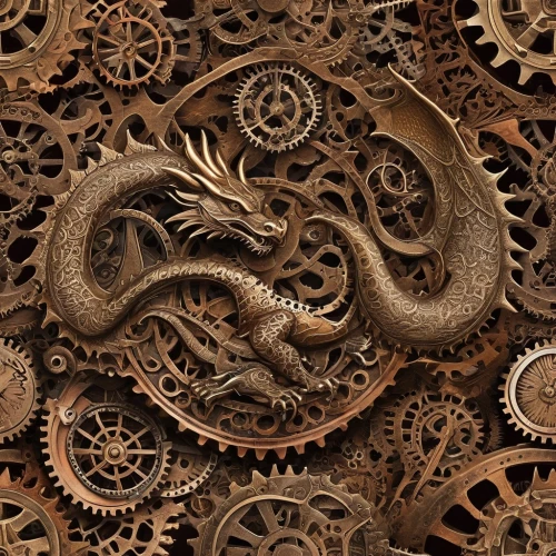 steampunk gears,steampunk,mechanical puzzle,gears,carved wood,cogs,wood carving,fractals art,biomechanical,clockmaker,mechanical,cog,metal embossing,clockwork,intricate,derailleur gears,fractal art,fractal design,watchmaker,wood art,Illustration,Realistic Fantasy,Realistic Fantasy 13