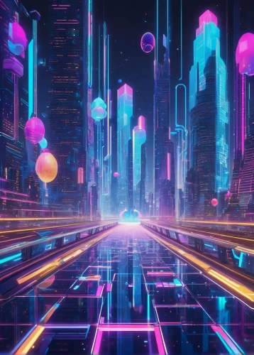 abstract retro,futuristic landscape,cyberpunk,metropolis,colorful city,futuristic,vapor,cyberspace,fantasy city,80's design,neon arrows,cyber,virtual,cinema 4d,electric,retro background,colored lights,tokyo city,virtual landscape,matrix,Unique,Pixel,Pixel 02