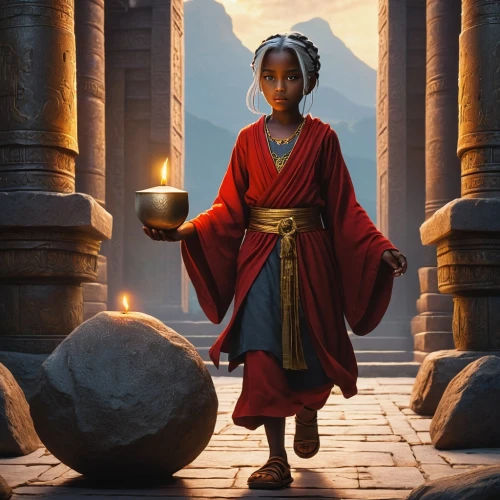 indian monk,monk,buddhist monk,red lantern,mulan,girl in a historic way,nepal,candlemaker,afar tribe,middle eastern monk,axum,world digital painting,mystical portrait of a girl,african woman,bagan,cg artwork,woman at the well,monks,indian woman,light bearer,Conceptual Art,Daily,Daily 33