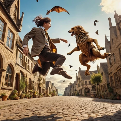 flying dogs,leap for joy,flying girl,flying dog,bremen town musicians,believe can fly,jumping,leaping,flying,leap,puy du fou,the pied piper of hamelin,digital compositing,griffon bruxellois,flying noodles,photoshop manipulation,jump,flying dandelions,i'm flying,flying machine,Photography,General,Realistic