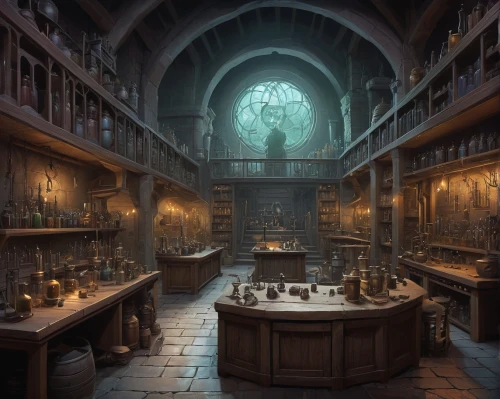 apothecary,potions,pharmacy,chemical laboratory,laboratory,alchemy,candlemaker,unique bar,brandy shop,distillation,soap shop,lab,study room,chemist,watchmaker,dark cabinetry,bookstore,potter's wheel,crypt,wine cellar,Conceptual Art,Fantasy,Fantasy 03