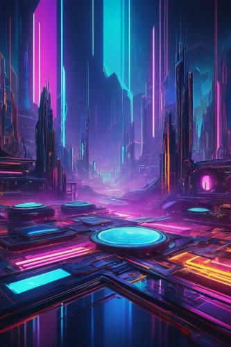 futuristic landscape,fantasy city,metropolis,vapor,vast,alien world,panoramical,futuristic,colorful city,cyberspace,scifi,cyberpunk,virtual landscape,4k wallpaper,3d fantasy,cityscape,computer art,3d background,fractal environment,lagoon,Illustration,Paper based,Paper Based 16