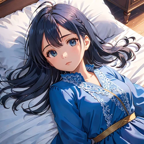 blue pillow,bed,lying down,hinata,sonoda love live,euphonium,sleeping rose,himuto,erika,hamearis lucina,sleeping,maya,pajamas,sleeping beauty,tsumugi kotobuki k-on,pillow,yuzu,ako,futon,nico,Anime,Anime,Realistic