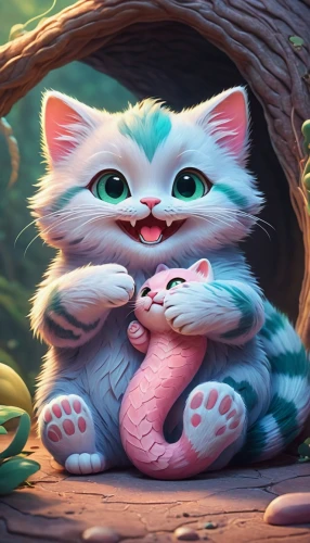kitten,cuthulu,cute cat,pink cat,kittens,pet,paw,lilo,cat,cartoon cat,cheshire,little cat,cat's paw,two cats,lucky cat,cute cartoon character,cat love,cat lovers,felidae,cat and mouse,Photography,General,Fantasy
