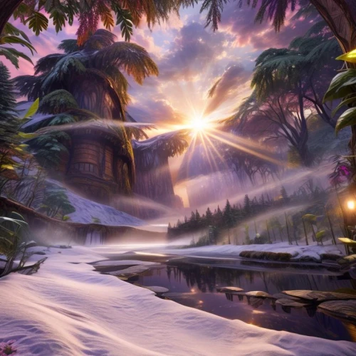 fantasy landscape,landscape background,fantasy picture,full hd wallpaper,cartoon video game background,robert duncanson,tropical island,beautiful landscape,beauty scene,sunburst background,fairy world,hd wallpaper,nature landscape,forest landscape,mountain scene,an island far away landscape,winter background,forest background,snow landscape,mountain landscape