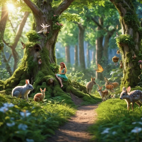 fairy forest,woodland animals,cartoon forest,fairytale forest,enchanted forest,forest animals,forest of dreams,fairy world,elven forest,forest glade,happy children playing in the forest,fairy village,the forest,druid grove,children's fairy tale,woodland,forest background,children's background,green forest,chestnut forest,Photography,General,Realistic