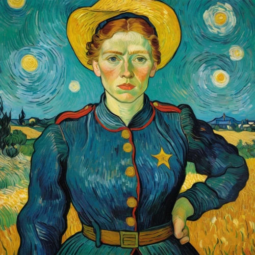 vincent van gough,vincent van gogh,policewoman,woman of straw,portrait of a woman,portrait of a girl,post impressionism,self-portrait,girl with bread-and-butter,artist portrait,the hat of the woman,woman holding gun,garda,woman with ice-cream,pilgrim,the order of the fields,woman sitting,young woman,female worker,woman portrait,Art,Artistic Painting,Artistic Painting 03