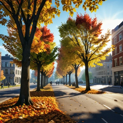autumn morning,autumn background,autumn scenery,autumn trees,the trees in the fall,fall foliage,fall landscape,autumn day,one autumn afternoon,autumn theme,autumn sunshine,trees in the fall,golden autumn,autumn sun,autumn light,maple road,autumn landscape,autumn idyll,autumn colors,fall colors,Photography,General,Realistic