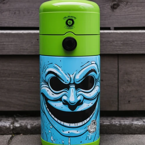 spray can,water bottle,vacuum flask,spray cans,wash bottle,canister,gas mist,calaverita sugar,beverage can,creepy clown,saltshaker,spray bottle,rain barrel,blue demon,petrol lighter,gas bottle,briquet griffon vendéen,gas cylinder,horror clown,power bank,Conceptual Art,Graffiti Art,Graffiti Art 01