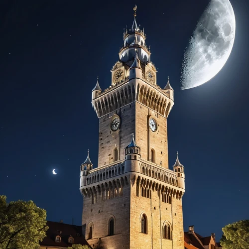 fairy tale castle sigmaringen,fairy tale castle,clock tower,fairytale castle,astronomical clock,tower clock,medieval castle,moon and star background,castle of the corvin,monbazillac castle,medieval architecture,knight's castle,renaissance tower,moon and star,stone tower,white tower,dracula's birthplace,gold castle,zamek malbork,stars and moon,Photography,General,Realistic