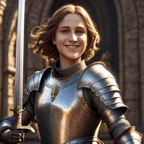 joan of arc,paladin,female warrior,radiant,her,a girl's smile,she,lena,swordswoman,a charming woman,eufiliya,veronica,strong woman,female hollywood actress,aa,girl in a historic way,celtic queen,knight,jena,knight armor,Conceptual Art,Fantasy,Fantasy 27