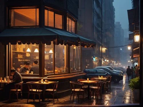 new york restaurant,rain bar,outdoor dining,new york streets,paris cafe,rainy day,rainy,street cafe,manhattan,bistrot,rainy weather,newyork,hongkong,rainstorm,izakaya,evening atmosphere,drizzle,awnings,meatpacking district,new york,Illustration,Japanese style,Japanese Style 05