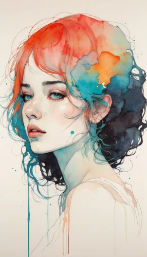 transistor,water colors,watercolor paint strokes,watercolor paint,mystical portrait of a girl,watercolors,palette,watercolor,artist color,gemini,splotches of color,color mixing,fallen colorful,watercolor women accessory,wilted,watercolor blue,splash of color,watercolor pencils,kahila garland-lily,chromatic,Illustration,Paper based,Paper Based 19