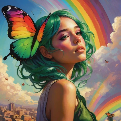 rainbow butterflies,aurora butterfly,butterfly background,butterfly effect,cupido (butterfly),sky butterfly,butterflies,flutter,butterfly green,julia butterfly,vanessa (butterfly),butterfly,rainbow background,faery,faerie,lepidopterist,butterflay,passion butterfly,isolated butterfly,colorful heart,Conceptual Art,Fantasy,Fantasy 18