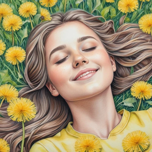 yellow daisies,girl lying on the grass,girl in flowers,sunflower lace background,daisies,sunflower coloring,flower painting,sun daisies,yellow chrysanthemums,daisy flowers,relaxed young girl,yellow petals,dandelion field,dandelions,yellow chrysanthemum,yellow petal,arnica,sun flowers,calendula,dandelion meadow,Conceptual Art,Daily,Daily 17