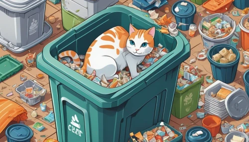 rescue alley,litter box,studio ghibli,portal,katsudon,cat's cafe,calico cat,cat supply,cat vector,kat,calico,bin,cartoon cat,oktoberfest cats,animal containment facility,disposal,waste containment,container,stray cat,recycle bin,Unique,3D,Isometric