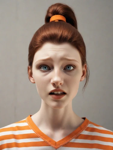 clementine,orange,natural cosmetic,3d rendered,character animation,3d model,cinnamon girl,murcott orange,lilian gish - female,ginger rodgers,pippi longstocking,realdoll,doll's facial features,orange color,girl portrait,lis,redhead doll,cgi,orangina,half orange,Photography,Natural