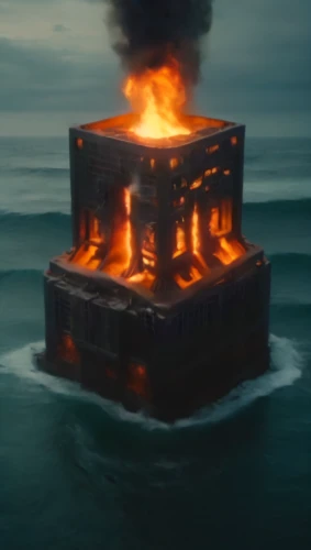 kings landing,burning of waste,burned pier,fire and water,door to hell,cube sea,costa concordia,no water on fire,nuclear reactor,semi-submersible,pyrogames,lego trailer,dollar burning,inferno,generators,lifeguard tower,sauceboat,very large floating structure,the ark,generator