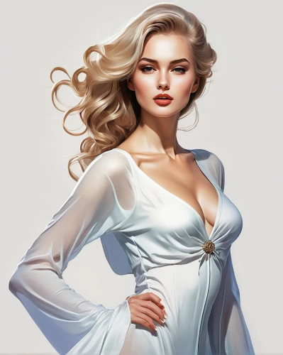 fashion illustration,fashion vector,white lady,white winter dress,blonde woman,white rose snow queen,bridal clothing,elsa,marylyn monroe - female,world digital painting,white silk,digital painting,sheath dress,femme fatale,white clothing,wedding dresses,white coat,women's clothing,femininity,white beauty,Illustration,Paper based,Paper Based 03