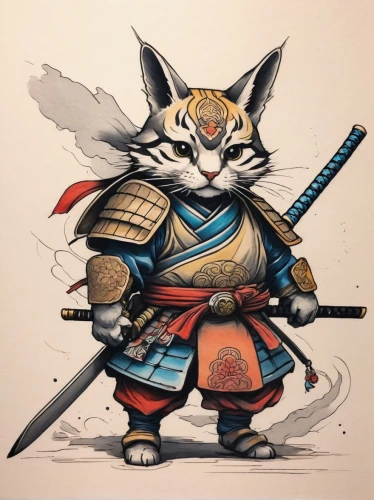 cat warrior,samurai,samurai fighter,goki,katana,female warrior,eskrima,japanese art,thundercat,napoleon cat,kitsune,swordsman,yi sun sin,yaki,watercolor cat,hijiki,lone warrior,kitfo,drawing cat,jeongol,Conceptual Art,Fantasy,Fantasy 10