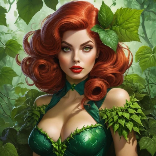 poison ivy,ivy,background ivy,dryad,flora,fantasy woman,mary jane,ariel,in green,green leaf,fantasy portrait,green leaves,the enchantress,maryjane,lilly of the valley,jungle leaf,green wallpaper,forest clover,green,marie leaf,Conceptual Art,Fantasy,Fantasy 16