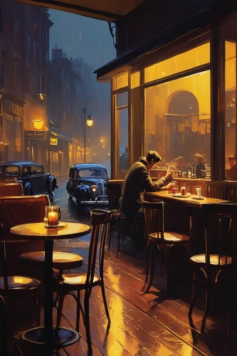 paris cafe,evening atmosphere,parisian coffee,the coffee shop,street cafe,woman at cafe,watercolor cafe,bistrot,coffee shop,coffeehouse,diner,early evening,night scene,in the evening,atmosphere,cafe,loneliness,atmospheric,tearoom,rainy day,Conceptual Art,Sci-Fi,Sci-Fi 23