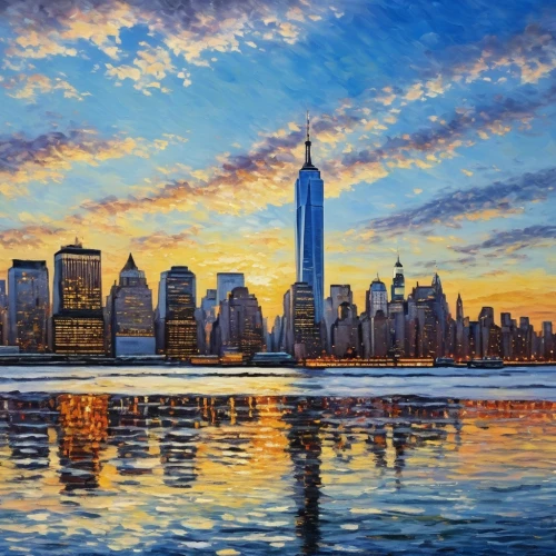 1 wtc,1wtc,new york skyline,wtc,manhattan skyline,one world trade center,skyscrapers,cityscape,city skyline,world trade center,manhattan,big apple,oil painting on canvas,new york harbor,new york,city scape,newyork,world digital painting,art painting,painting technique,Photography,General,Realistic