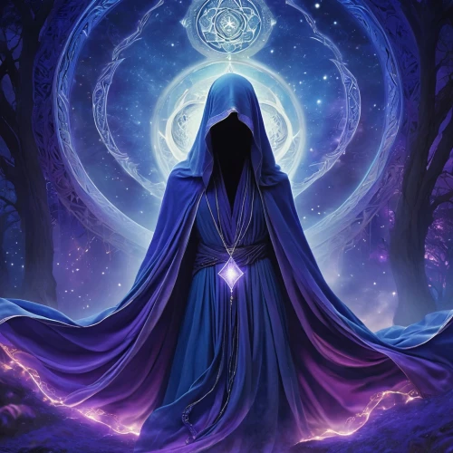 sorceress,priestess,astral traveler,blue enchantress,zodiac sign libra,cloak,libra,shamanism,shamanic,the enchantress,la violetta,mysticism,star mother,mystical portrait of a girl,magus,crown chakra,divination,the witch,mage,nebula guardian,Photography,General,Realistic