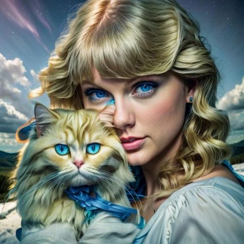 cat with blue eyes,blue eyes cat,cat on a blue background,fantasy picture,cat lovers,the cat and the,blue eyes,cat vector,full hd wallpaper,cat's eyes,baby blue eyes,fantasy art,feline look,feline,two cats,fantasy portrait,she-cat,cats,the cat,golden eyes