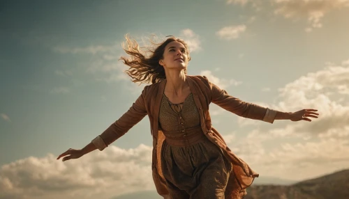 flying girl,little girl in wind,sprint woman,swath,feist,leap for joy,woman of straw,gracefulness,girl on the dune,arrival,insurgent,arms outstretched,the spirit of the mountains,mountain spirit,biblical narrative characters,flying,digital compositing,wind,divergent,woman walking,Photography,General,Cinematic